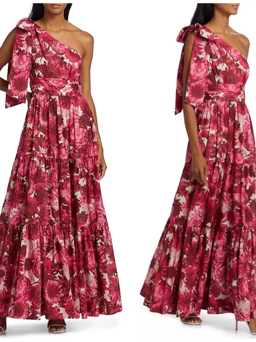 Cara Cara Mattera Floral One Shoulder Maxi Dress Pink Enchanted Tie Sz 4 w/ tags